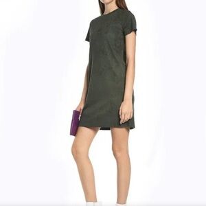 Hiatus green suede tshirt dress NWT